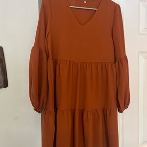 SHEIN Rust Long Sleeve Dress
